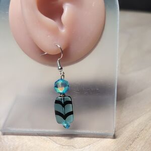 Elegant Blue and Black Dangle Earrings